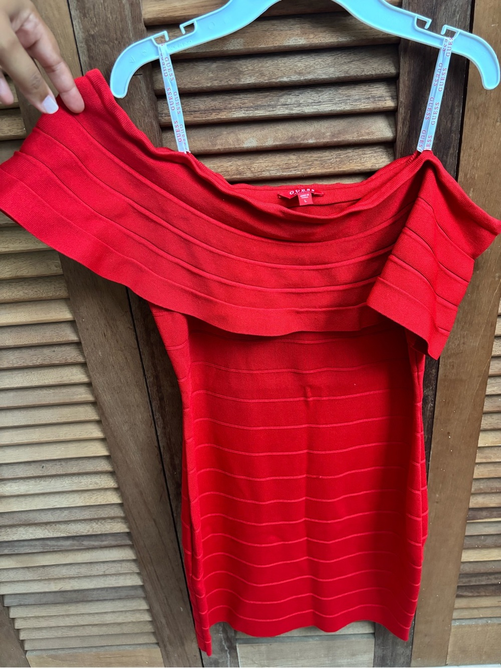 Guess Red One-Shoulder Bandage Dress